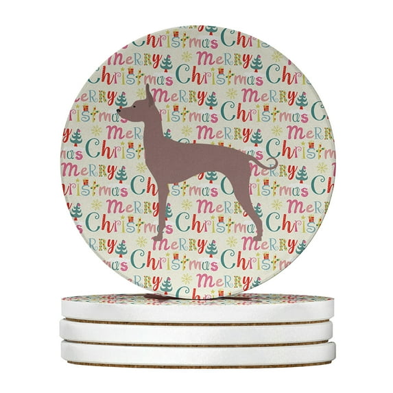 Dogo Argentino Merry Christmas Large Sandstone Coasters Pack of 4 4 in x 4 in