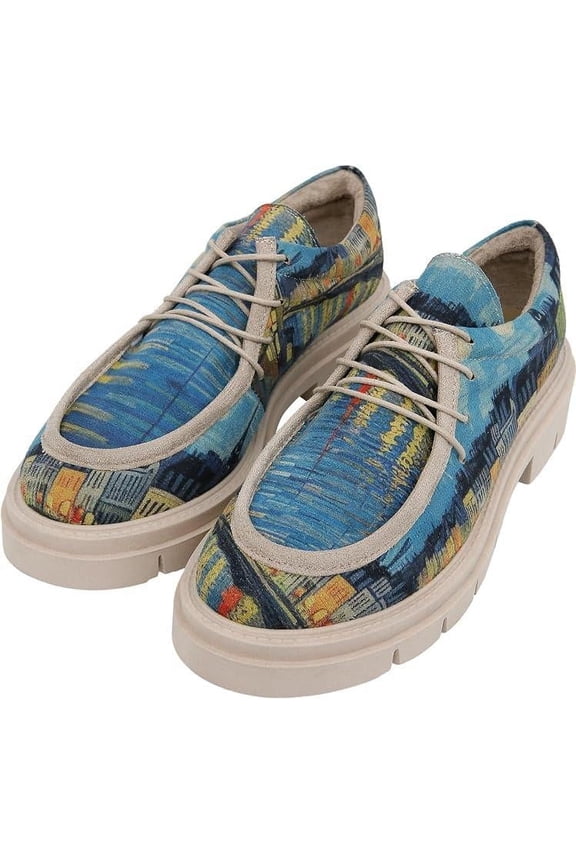 Platform Loafers for Women - Handmade and Vegan Leather Penny Loafers for Women, Sea Sparkles Design, Size 6