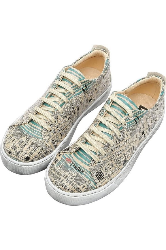 Vegan Leather Sneakers for Women - Handmade and Unique Fashion Sneakers for Women, Amsterdam Design, Size 5