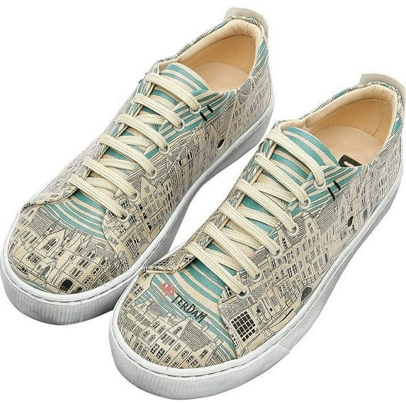 Dogo Vegan Leather Sneakers for Women - Handmade and Unique Fashion Sneakers for Women, Amsterdam Design, Size 7