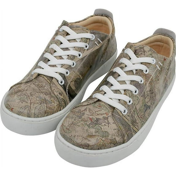 Dogo Vegan Leather Sneakers for Women - Handmade and Unique Fashion Sneakers for Women, Astronomy Map Design, Size 6