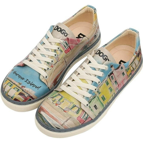 Dogo Vegan Leather Sneakers for Women - Handmade and Unique Fashion Sneakers for Women, Burano Island Design, Size 10