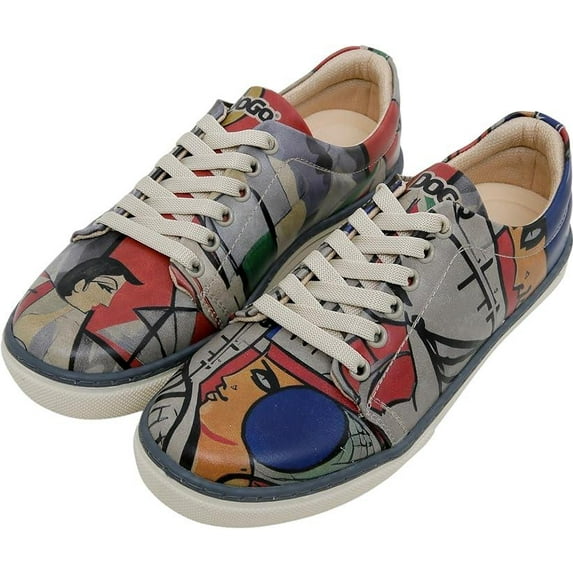 Dogo Vegan Leather Sneakers for Women - Handmade and Unique Fashion Sneakers for Women, Cubic Faces Design, Size 10