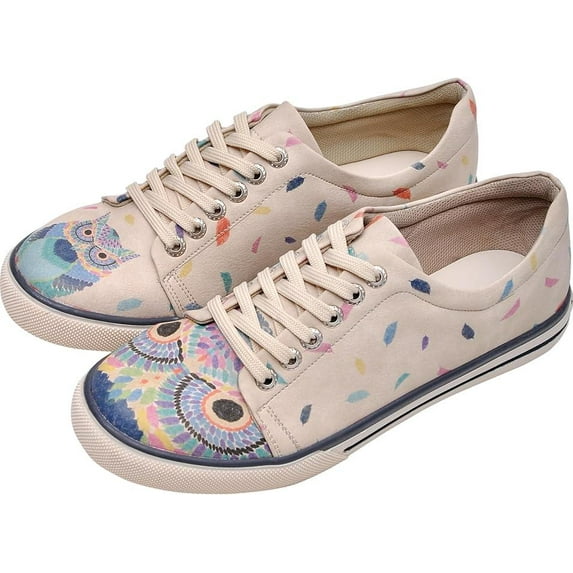 Dogo Vegan Leather Sneakers for Women - Handmade and Unique Fashion Sneakers for Women, I Never Sleep Design, Size 6