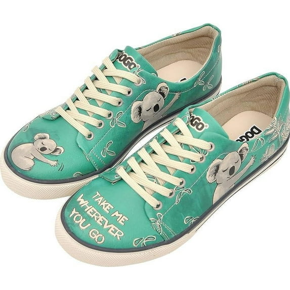 Dogo Vegan Leather Sneakers for Women - Handmade and Unique Fashion Sneakers for Women, Koala Hug Design, Size 5