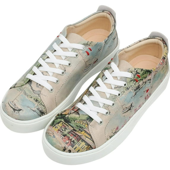 Dogo Vegan Leather Sneakers for Women - Handmade and Unique Fashion Sneakers for Women, Lago di Como Design, Size 5