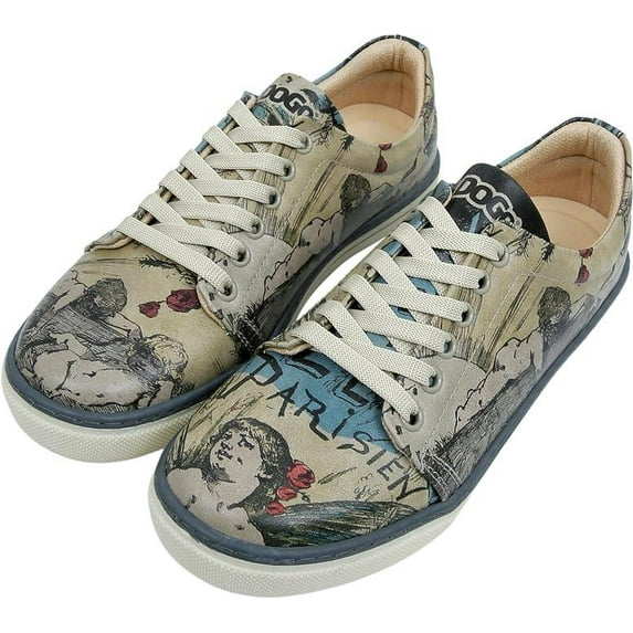 Dogo Vegan Leather Sneakers for Women - Handmade and Unique Fashion Sneakers for Women, Le Parisien Design, Size 10
