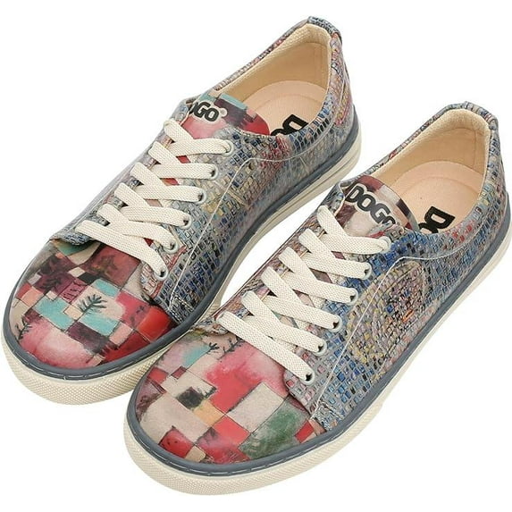 Dogo Vegan Leather Sneakers for Women - Handmade and Unique Fashion Sneakers for Women, Mini Mosaic Design, Size 8
