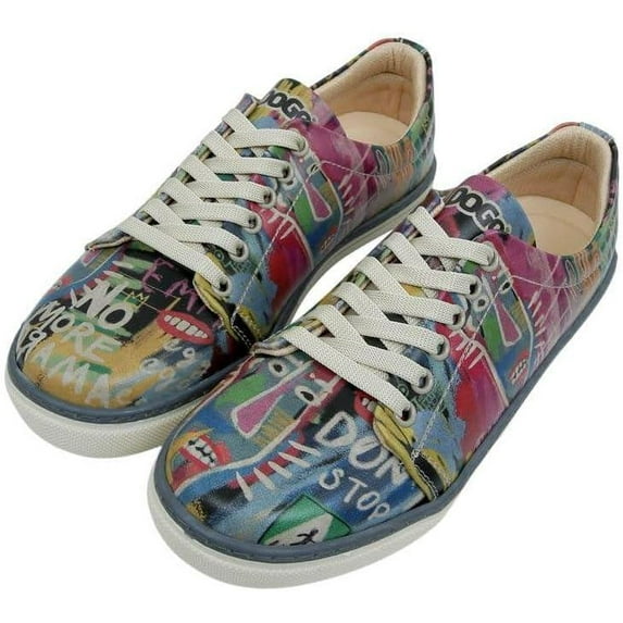Dogo Vegan Leather Sneakers for Women - Handmade and Unique Fashion Sneakers for Women, No More Drama Design, Size 10