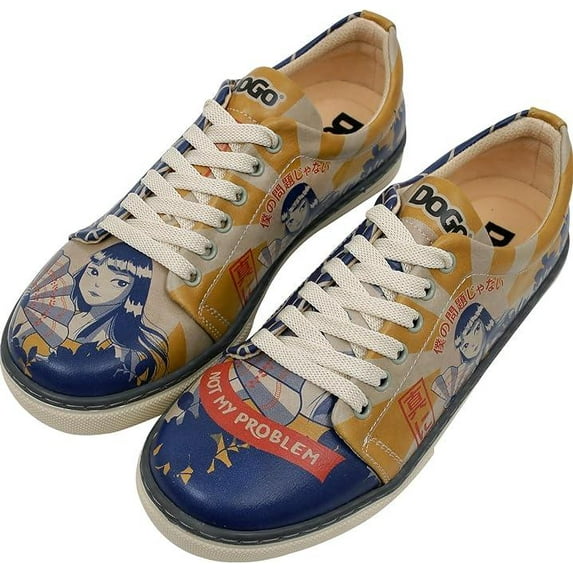 Dogo Vegan Leather Sneakers for Women - Handmade and Unique Fashion Sneakers for Women, Not My Problem Design, Size 5