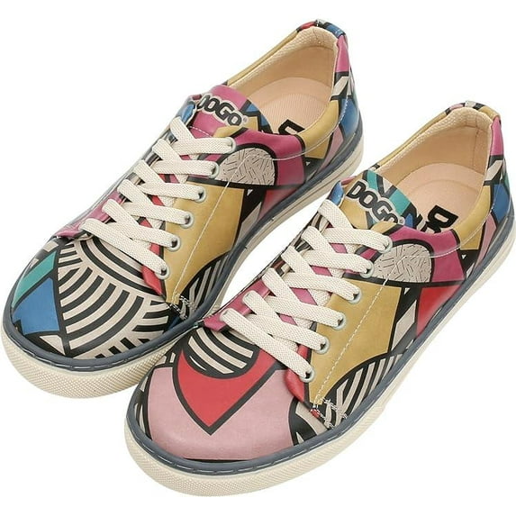 Dogo Vegan Leather Sneakers for Women - Handmade and Unique Fashion Sneakers for Women, Painting in Harmony Design, Size 10