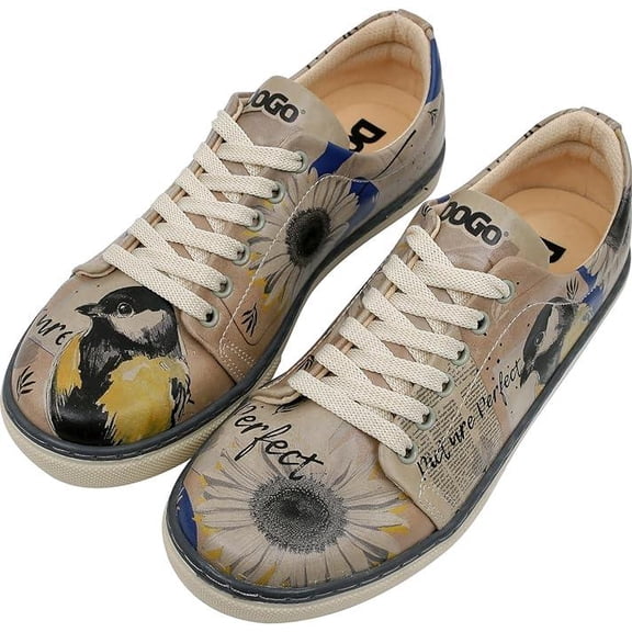 Dogo Vegan Leather Sneakers for Women - Handmade and Unique Fashion Sneakers for Women, Picture Perfect Design, Size 10