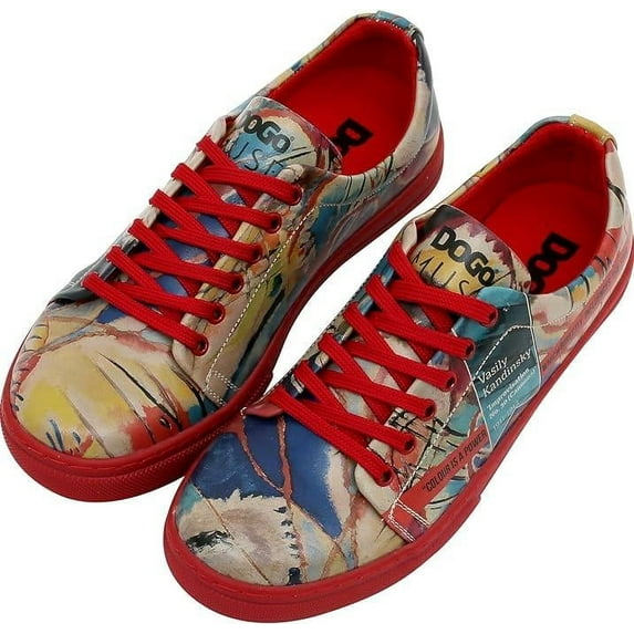 Dogo Vegan Leather Sneakers for Women - Handmade and Unique Fashion Sneakers for Women, Vasily Kandinsky Cannons Design, Size 6