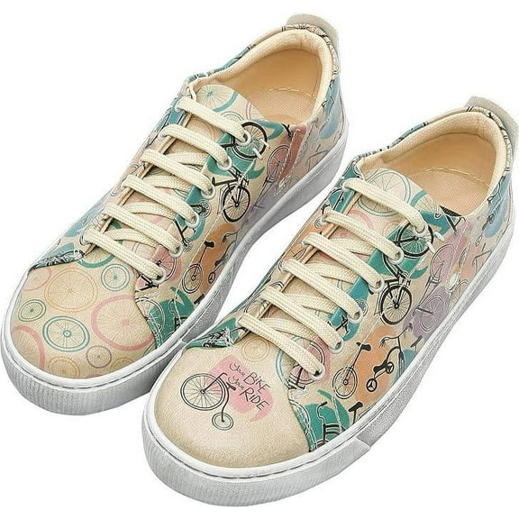 Dogo Vegan Leather Sneakers for Women - Handmade and Unique Fashion Sneakers for Women, Your Ride Your Bike Design, Size 9