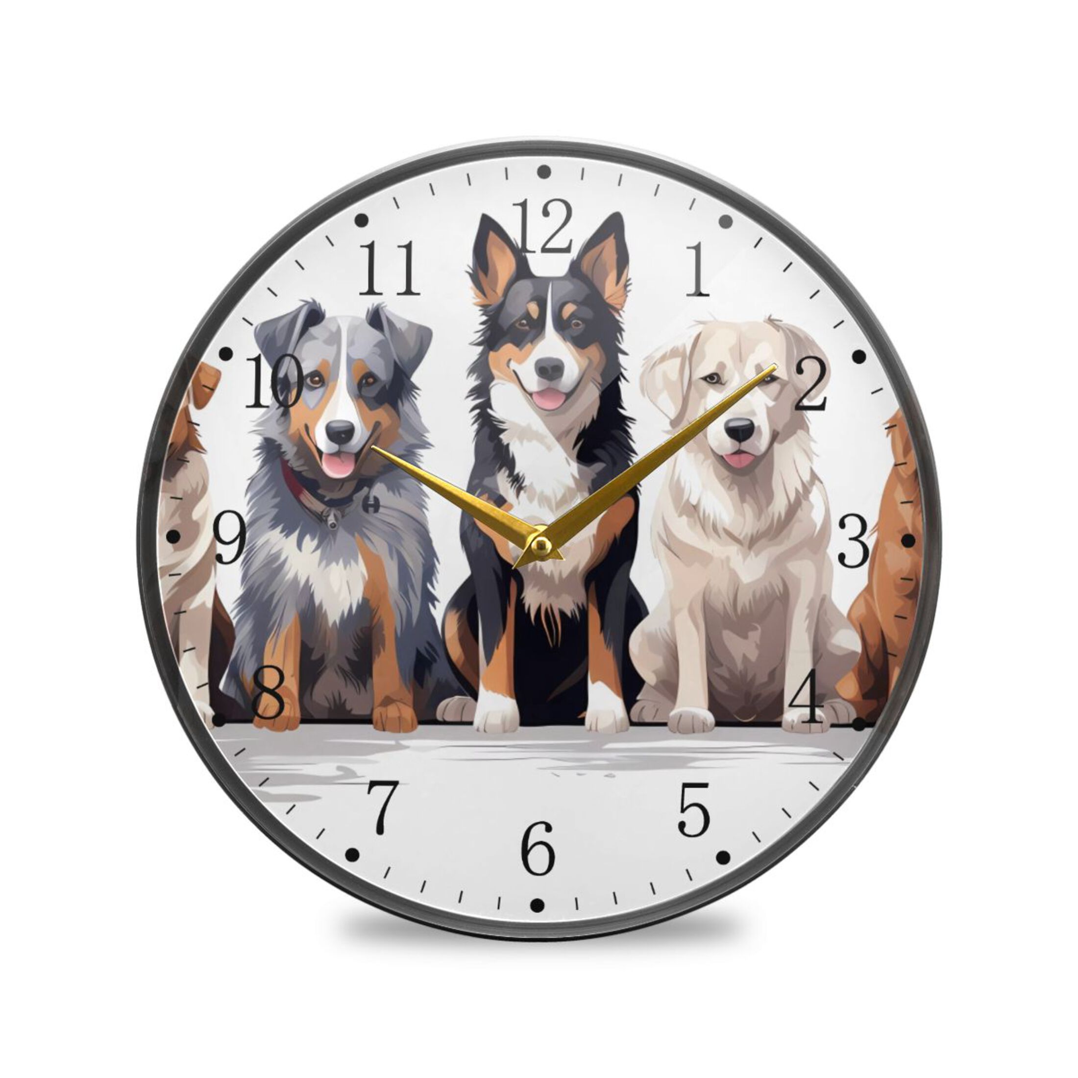 Dogs Acrylic Wall Clocks Quiet Round Clock Battery Operated NonTicking