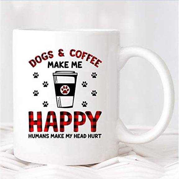 Dogs And Coffee Make Me Happy Humans Make My Head Hurt Mug|MUG633|Dog Lover Gift|Dog Mug|Coffee Lover Gift|Statement Mug|Coworker Gift