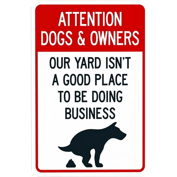 Dogs And Owners Yard Sign - 8"x12" No Dog Poop Security Metal Sign, Business Home Street Wall Safety Decor