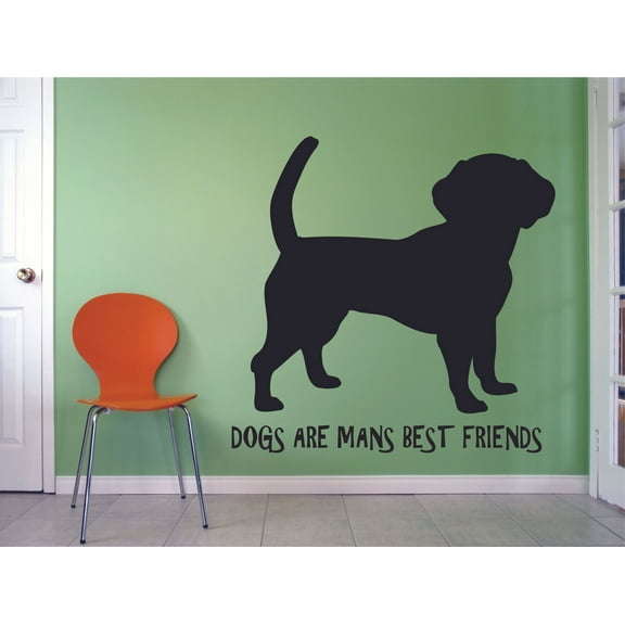 Dogs Are Mans Best Friend Cute Puppy Animal Pet Quote Wall Decal Vinyl Sticker Design for Girls Boys Kids Room Bedroom Nursery Kindergarten Home Decor Mural Wall Art Decoration Size (12x20 inch)