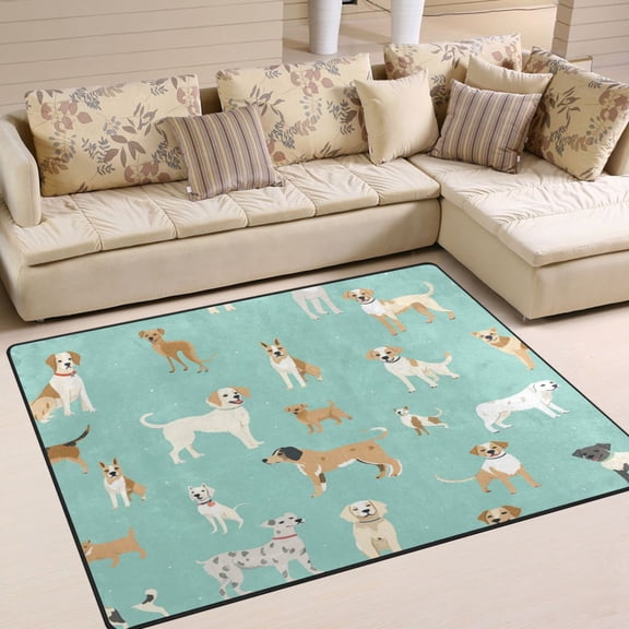 Dogs Area Rug Washable 80 x 58 Floor Carpet Mat Non Slip for Bedroom Living Room Home Decor