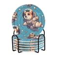 thumbnail image 1 of Dogs Astronauts 6 Pcs Drink Coasters with Holder Absorbent Coasters Woven Coasters for Drinks Table Desk Protection Home Decor, 1 of 7