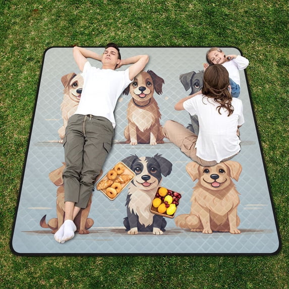 Dogs Beach Blanket Outdoor Picnic Blanket 78"x 78" Waterproof Foldable for Beach Camping Travel Hiking Grass Lawn Park