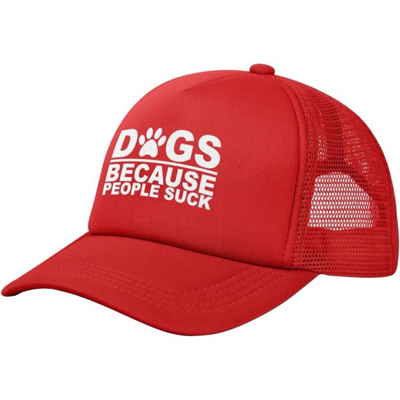 Dogs Because People Suck Hat Mesh Trucker Hat Funny Baseball Cap Men Women
