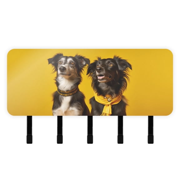 Dogs Black Mail Holder Organizer Wall Mount with Shelf Key Holder Key Rack with 5 Key Hooks for Wall Decorative