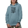 thumbnail image 1 of Dogs, Books, Coffee. Dog Lover & Book Reading Enthusiast, Light Blue Hooded Sweatshirt or Hoodie, XL, 1 of 1