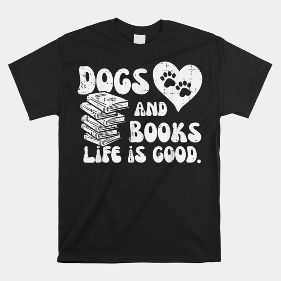 Dogs Books Reading Graphic Design T-Shirt