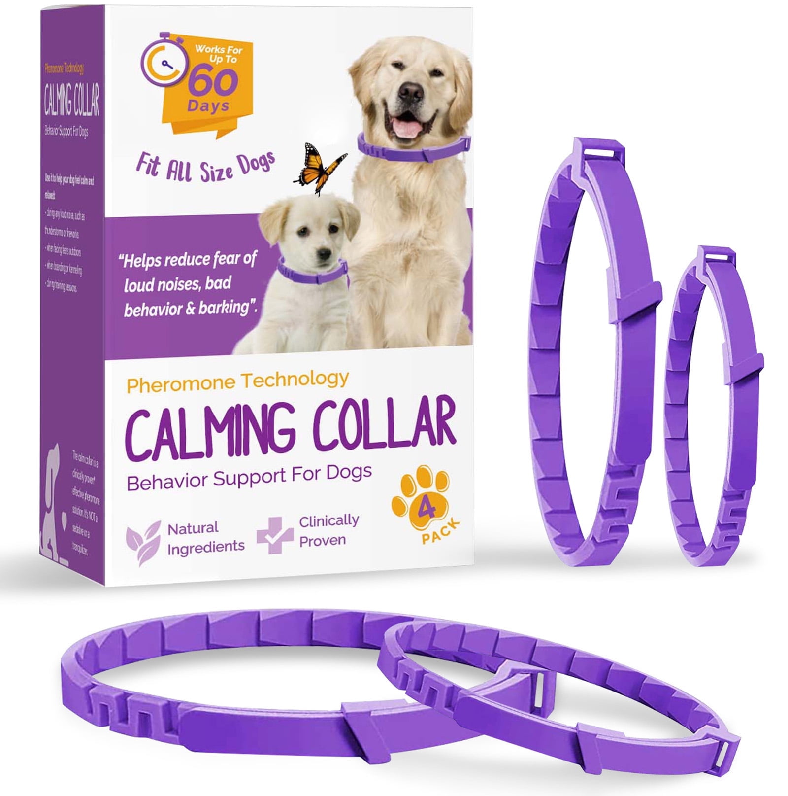 Walmart discount codes: Walmart Dogs Calming Collar, 4Pcs 60 Days Anxiety Relief, Adjustable Pheromones Collars for Puppy Comfort