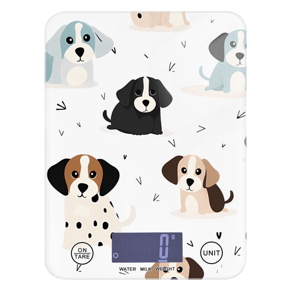 Dogs Cartoon Food Scale Digital Kitchen Scale Waterproof Tempered Glass Tare Function 11 lb for Baking Cooking Meal Prep