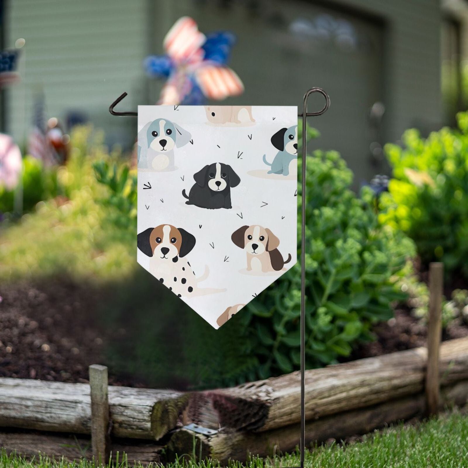 Dogs Cartoon Garden Flag 18" x 12.5" Double Sided Yard Lawn Outdoor ...