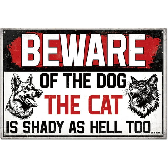 Dogs and Cats Vintage Tin Sign 12×8inch 