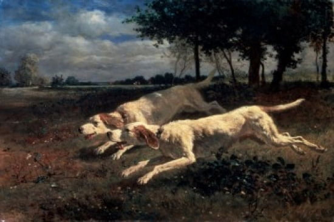 Dogs Chasing Game 1853 Constant Troyon (1810-1865 French) Pushkin Museum of Fine Arts Moscow Russia Canvas Art - Constant Troyon (24 x 36)