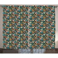 thumbnail image 1 of Ambesonne Dogs Curtains 2 Panel Set, Puppy Food Traces Print Art, 108" x 84", Teal and Marigold, 1 of 3