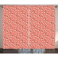 thumbnail image 1 of Ambesonne Dogs Curtains 2 Panel Set, Bull Terrier Faces and Bones, 108" x 96", Coral Off White, 1 of 3