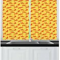 thumbnail image 1 of Dogs Curtains 2 Panels Set, Warm Colored Silhouettes of Animals on Yellow Shade with Smudged Color Spots, Window Drapes for Living Room Bedroom, 55W X 39L Inches, Yellow Vermilion, by Ambesonne, 1 of 2