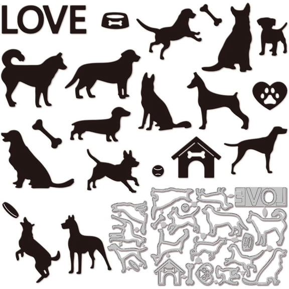 Dogs Cutting Dies for Card Making Metal Puppy Die Cuts Cutting Dies Templates for Scrapbooking Journal Embossing Paper Craft Decor
