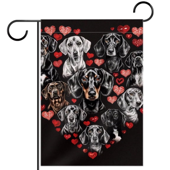 Dogs Dachshund Double Sided Garden Flag Decorative Weather Resistant Yard Flag, Large DIY Vertical Flag for Farmhouse Patio Lawn, 28x40 Inch