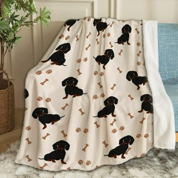 Dogs Dachshund Throw Blanket Fannel Fleece Super Soft Funny Blanket Travel Throw Blanket for Bed Couch Sofa 40 x 30 Inch for Baby