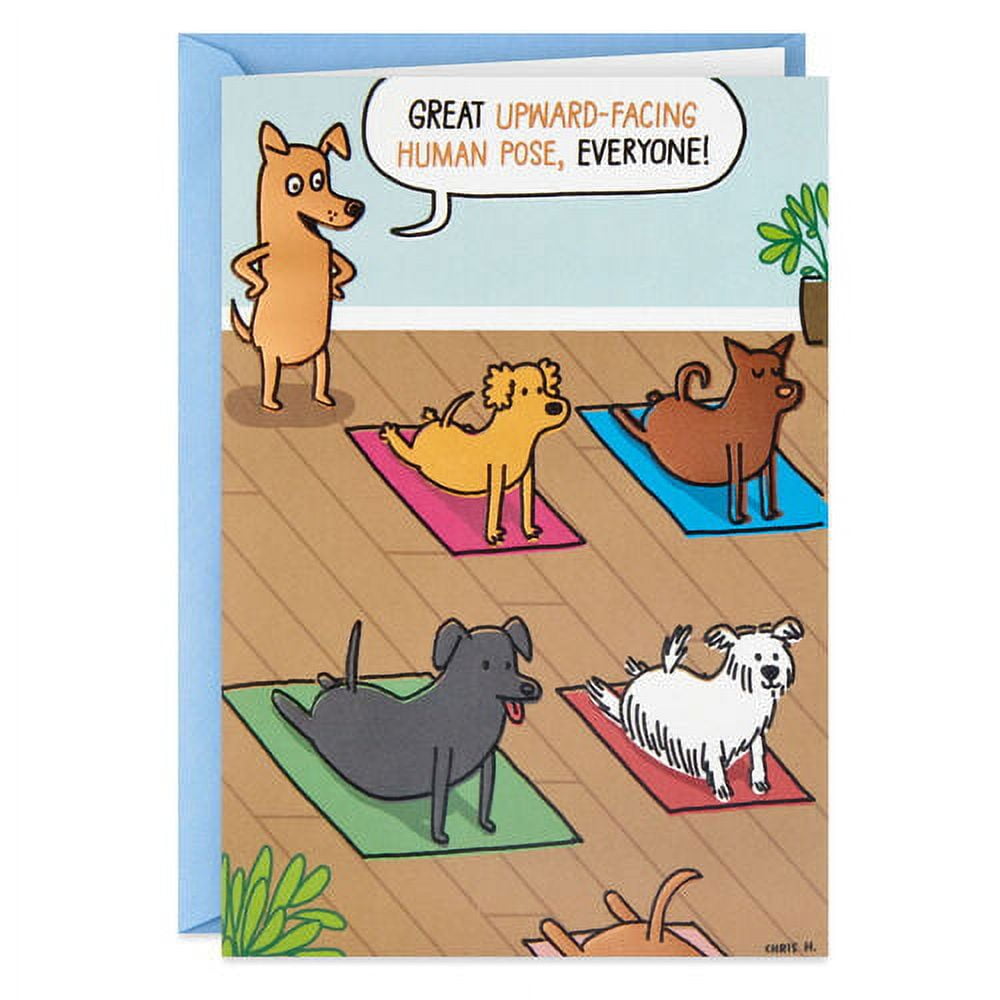 Dogs Doing Yoga Poses Funny Birthday Card 