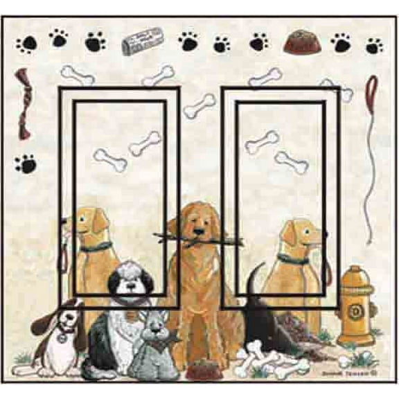 Dogs Double Rocker SwitchStix Peel and Stick Art Deco Switch Plate Cover Applique Washable Heat/Steam/Water-Resistant - 1 unit