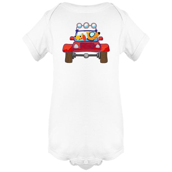 Dogs Driving Offroad Car Bodysuit Infant -Image by Shutterstock, 6 Months