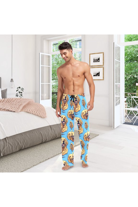 Dogs Face Mens Pajama Pants Cotton Elastic Waistband Lounge Sleep Pajama Bottoms Pj with Pocket