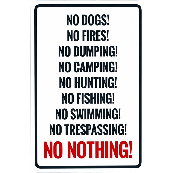 No Dogs No Fires No Dumping No Camping No Hunting No Fishing Warning Sign, Security Safety Metal Sign - 8"x12" Vintage Caution Poster Decor for Business Office Home Street Use