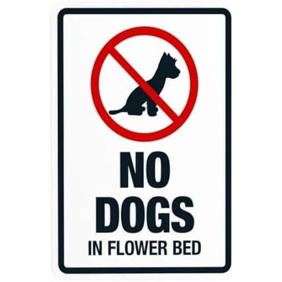 No Dogs In Flower Bed Warning Sign, Keep Dog Off Grass Security Metal Signs for Busines Home Outdoor Indoor Road Yard Garage Street Wall Caution Decor 8 x 12 Inch