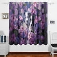 thumbnail image 1 of Dogs Flowers Floral Purple Curtains Black Out 63 Inch Length Curtains for Sliding Glass Doors Bedroom Living Room 2 Panels Set, 1 of 5