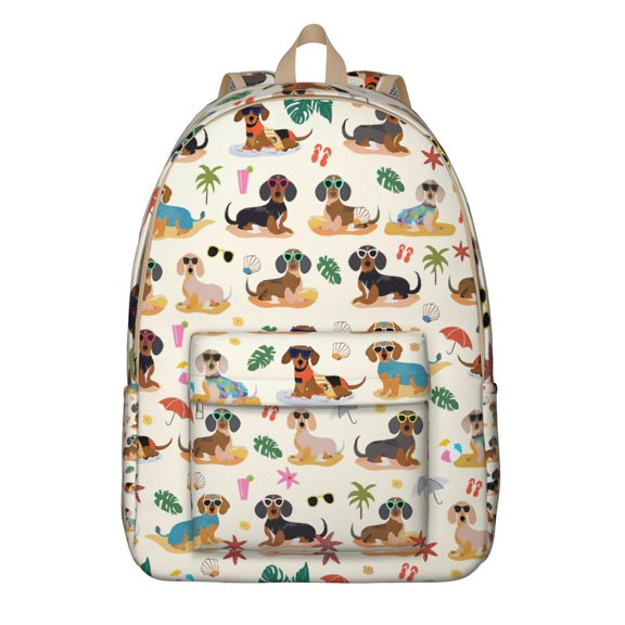 Dogs and Flowers Print School Backpack – Durable Oxford Material with Large Capacity and Anti-theft Features, Ideal for Students, Travelers, and Women