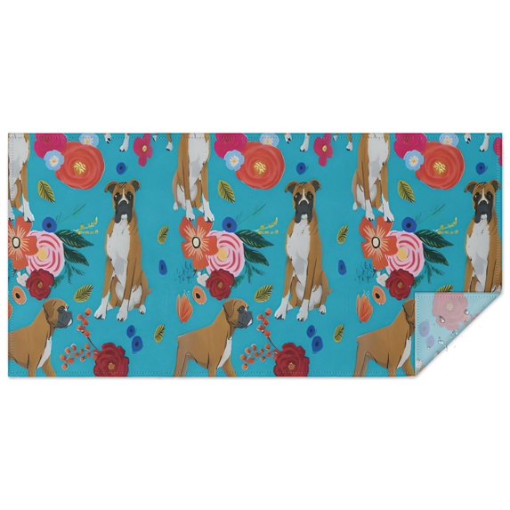 Dogs with Pioneer Flower Rectangle Tablecloth 60"x120",Waterproof Polyester Rectangle Table Cloth, Wipeable Spillproof Polyester Tablecloth for Dining, Camping, Indoor and Outdoor