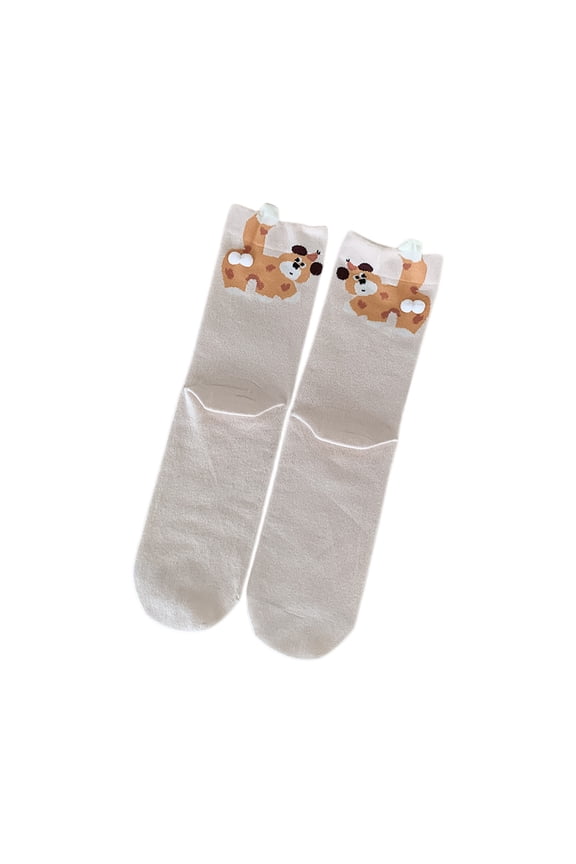 Dogs Fluffy Socks, Dogs Funky Socks, Dogs Fun Socks, Dogs Fun Socks for Woman, Dogs Fuzzy Socks, Womens Funny Novelty Socks - Cute Dogs Animal Socks for Women, Beige